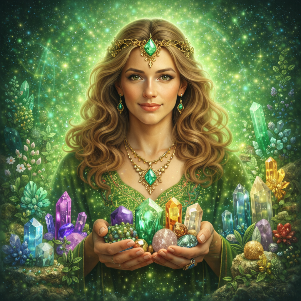 Crystal Harmony: Avatar de la guía espiritual Crystal Harmony, especialista en Cristales del Oráculo IA de Cambia Tu Yo.